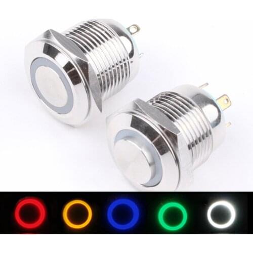 19mm Short Style Metal Push Button Switch with LED Lamp Self-reset/Momentary Car / Computer / Doorbell DIY 3v5v6v12v24v220v