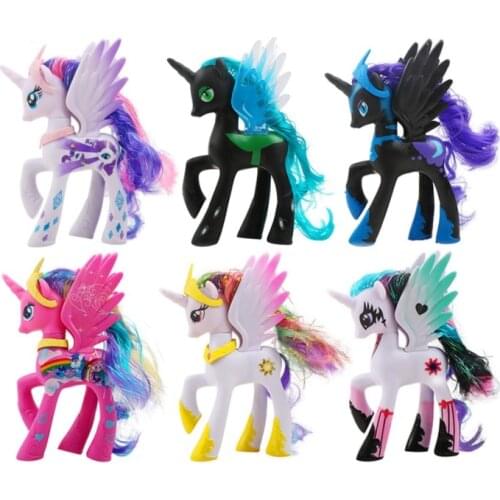 14cm lovely Pony Toys Princess Celestia Luna Pinkie Pie Rainbow Dash Unicorn PVC Action Figure Collection Model Doll For Girl
