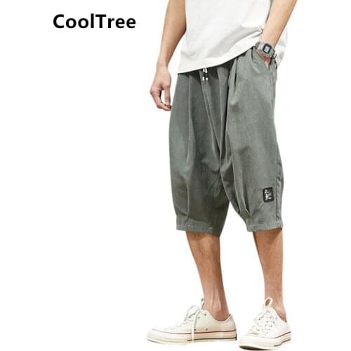 CoolTree Men Harem Pants Summer Plus Size 7XL 8XL Solid color Joggers Straight Shorts Male Hip Hop Loose Sweatpants Streetwear