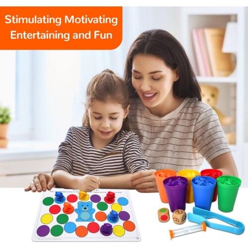 Kids Rainbow Counting Bears Toys Set Sorting Colors Matching Games Educational Toys Kit for Children Boys Girls Birthday Gifts