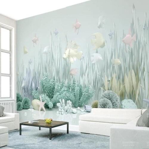 Sea World Wallpaper Mural for Kids Children Room Wallpapers Art Wall Decals Contact Paper Roll 3d Wall Murals Papel De Parede