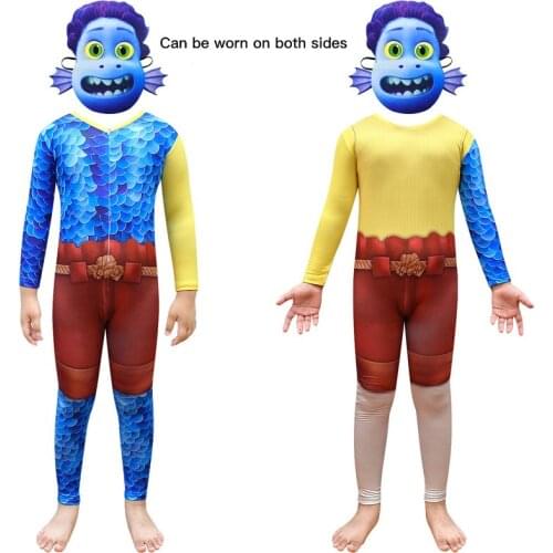 New 2021 Sunny Day Cosplay Luca Costume Kids Luka Sea Monster Birthday Party Halloween Fancy Dress Suit