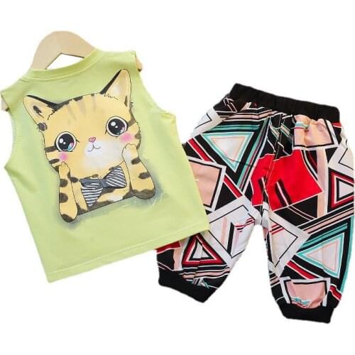 New Fashion Summer Baby Girl Clothes Children Cartoon Vest Shorts 2Pcs/Sets Toddler Casual Costume Boys Clothing Kids Tracksuits