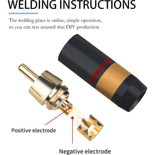 New 4pcs/8pcs Pure Copper Gold-plated RCA Plug Coaxial Cable Signal Cable To Power Amplifier Accessories
