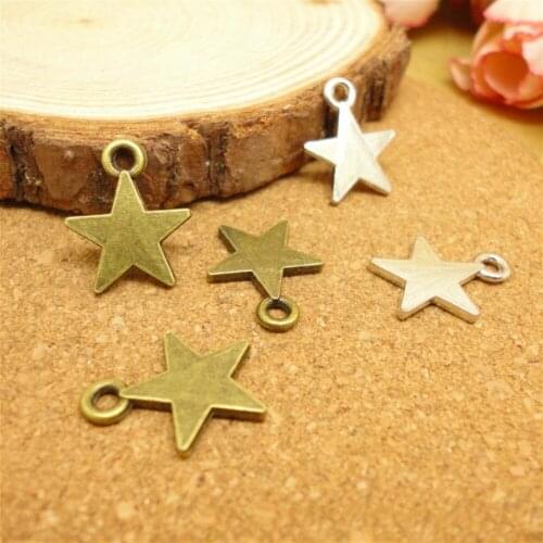 Vintage Ancient silver Bronze Star Pendant Charms Jewelry DIY Accessories For Handmade Key Chains,Bracelets Making