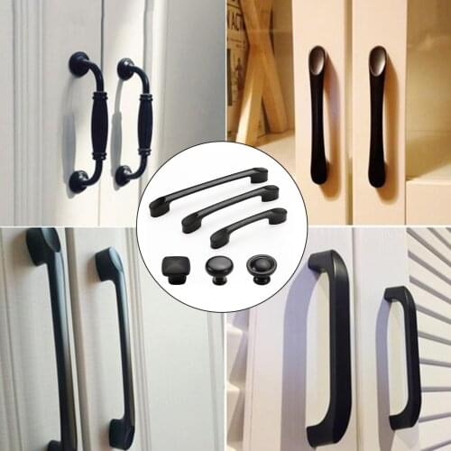 Wardrobe Door Handle Aluminum Alloy Matte Black Handle Black Cabinet Handles Drawer Knobs Furniture Handle Hardware