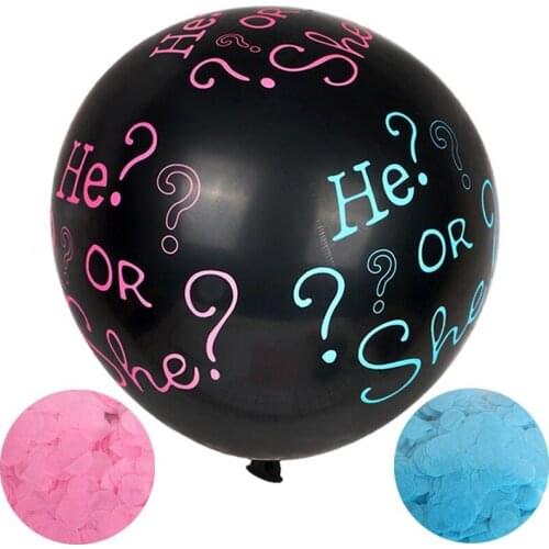 10pack 18" Baby Gender Reveal Balloon Black Balloons with Pink and Blue Confetti Packs for Boy Girl Baby Shower Party Supplies