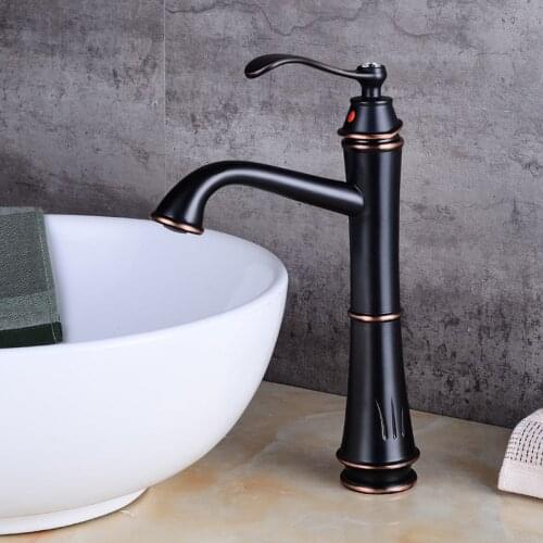 Basin Faucets Black Bronze Copper Bathroom Faucet Mixer Vintage Hot And Cold Cock Wash Basin Mixer Taps Sink Single Handle Crane