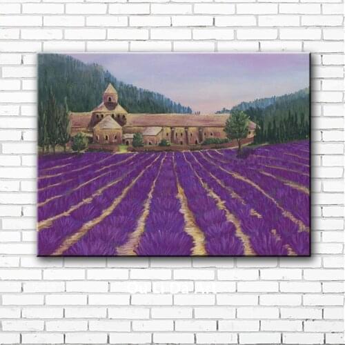 Mediterranean Sea purple lavender fields house canvas printings oil paintings printed on canvas wall art decoration picture