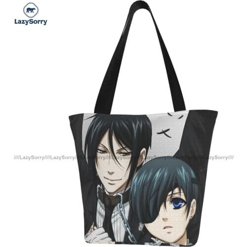 Kuroshitsuji Shopping Bag Vintage Polyester Office Handbag Student Bulk Bags