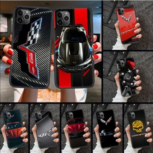 Super Car Corvette Phone Case Cover Hull For iphone 5 5s se 2 6 6s 7 8 12 mini plus X XS XR 11 PRO MAX black luxury shell art
