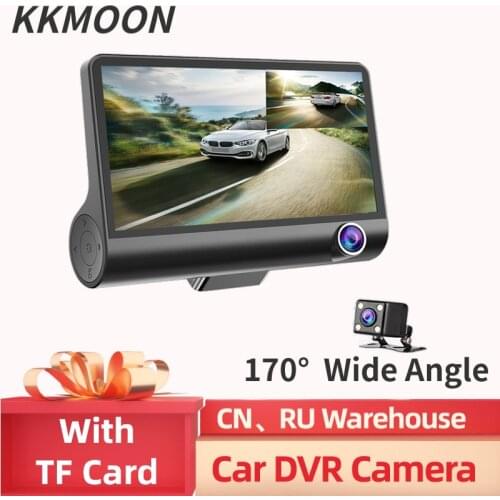 Universal 4.0inch Car DashCam With 2 Cameras DashCam Car DVR Mirror 170° Rear View Camera Video Recorder 3 Way Lens Recorder