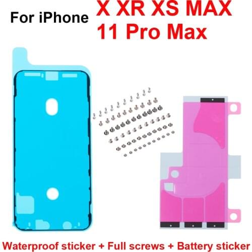 NEW 3M Waterproof Sticker+Bettery Sticker+Full Screws For iPhone X XR XS MAX LCD Screen Frame Bezel Seal Tape Glue Adhesive
