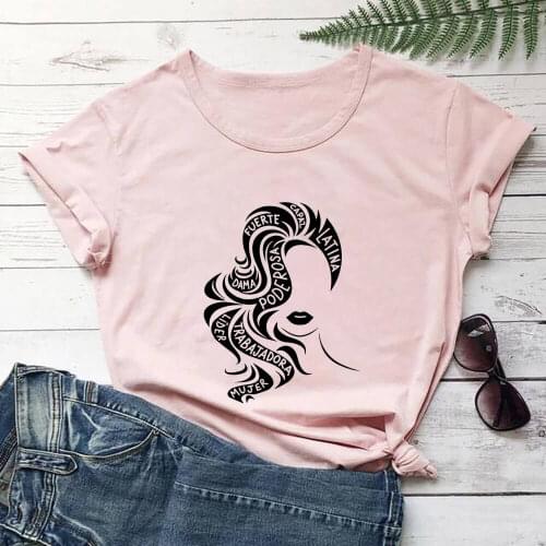 Empowered Latina 100%Cotton Women Tshirt Spanish Shirts Futuro Femenino Funny Summer Casual Short Sleeve Top Latina Shirt
