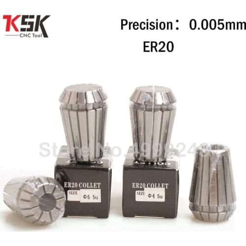 High Precision ER20 0.005mm collets 2mm-13mm ER20 Spring Collet Suitable for ER 5U Collet Chuck Holder