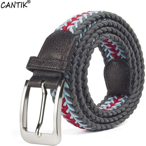 CANTIK Unisex Quality Knitted Nylon Elastic Belt Pin Buckle Model Jean Accessories 3.5cm Width Expansion Range 105-125cm CBCA147