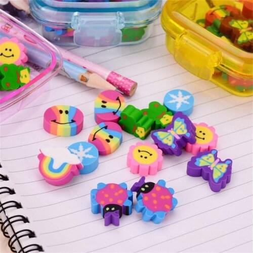 1box Cute Cartoon Rubber Eraser Kid Gift School Supplies Stationery