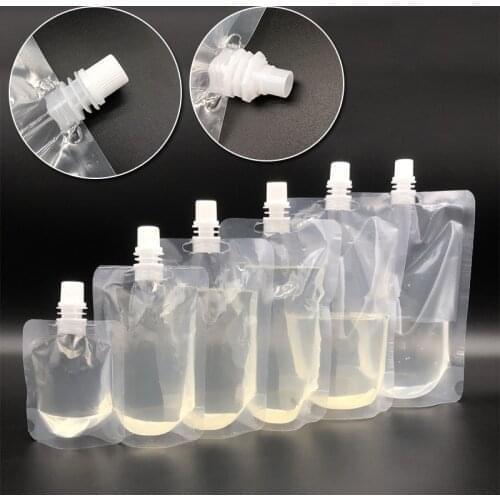 10 Pcs Stand Up Plastic Drink Bag Packaging Spout Pouch for Beverage Liquid Juice Milk Coffee Camping Outdoor Storage 6 Sizes