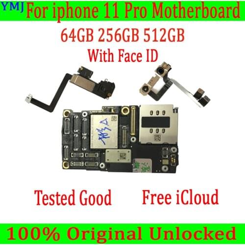 Original Motherboard For iPhone 11 Pro max Factory Unlocked With/no Face ID Logic Board Support update IOS Support LTE 4G Plate