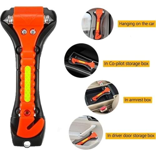 2Pcs Emergency Hammer Car Safety Hammer Life Saving Escape Seat Belt Cutter Window Glass Mounting Breaker Car Rescue Red Hammer