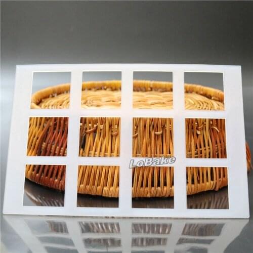 2pcs/lot) High quality 12 cavities square cube checks shape thin tile crisp mat molds candy biscuit mould for DIY confeitaria