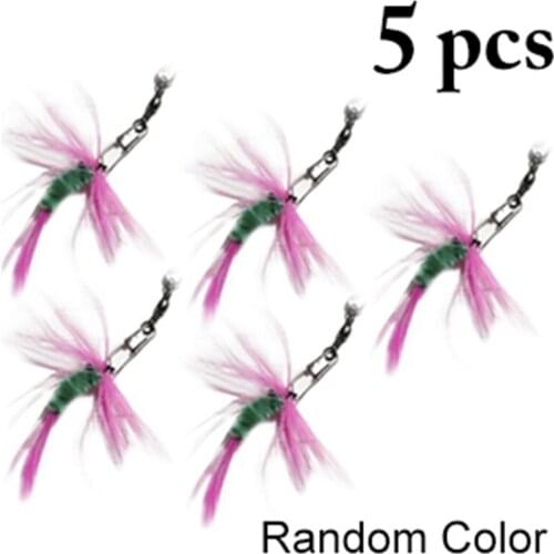 5PCS Replacement Feather Cat Toy Funny Interactive Cat Teaser Replace Cat Toy Refill Little Fly Worm Shape Toy Pet Accessories