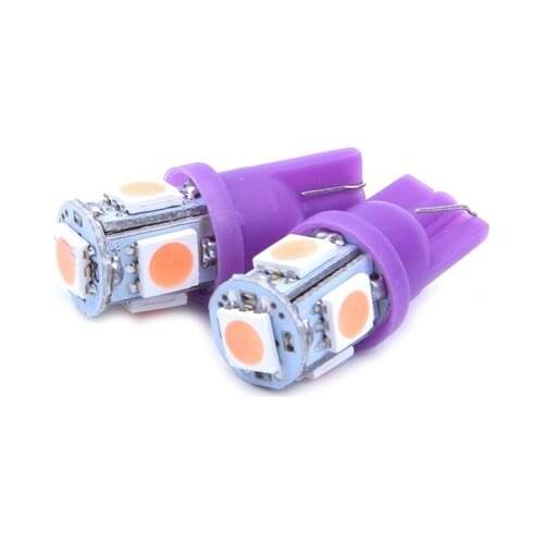 Car DC 12V Purple Light T10 5050 SMD 5 LEDs Side Parking Lamps Pair