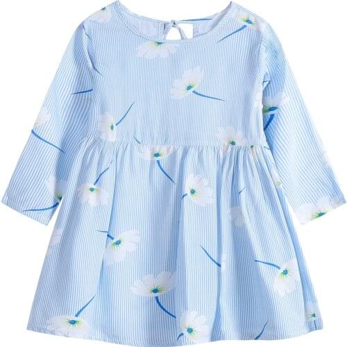 Qunq Girls Dress Floral Long Sleeve Kids Clothes for Girl Baby Children Spring Summer Dresses 2021 New Print Toddler Costume