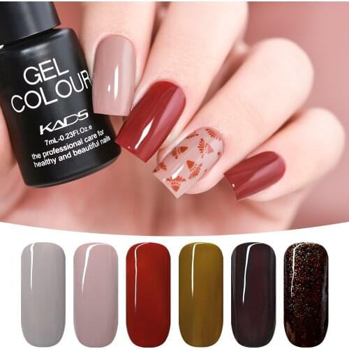 KADS 6pcs Gel Nail Polish Set Gel lacquer 7ml Soak Off Base Gel Top Coat Matte Top Manicure UV DIY Nail Art LED Gel Varnish