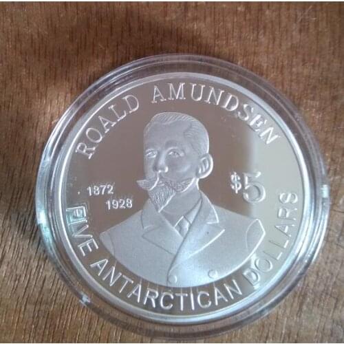 Antarctica Penguin Antarctic Map Metal Coin Plated Commemorative Coin Badge medal for collection Arts Gifts Souvenir