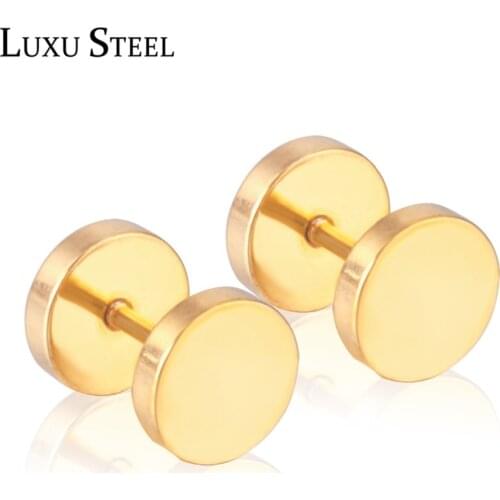 LUXUSTEEL Twist Back Round Earrings For Women Men 2020 Binco Stainless Steel Earring Fashion Jewelry Collier Sport Style