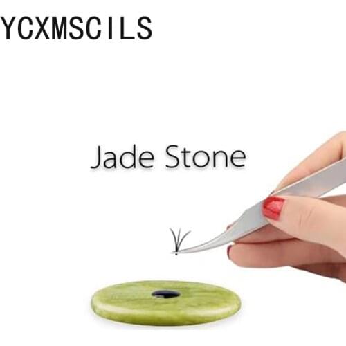 YCXMSCILS Round Natural Beautiful Jade Stone Eyelash Extension Glue Adhesive Pallet Stand Holder False Eyelash Makeup Tool