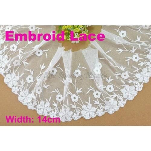14cm width Cotton embroid lace sewing ribbon guipure trim or fabric warp knitting DIY Garment Accessories free shipping#3090