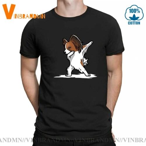 Dabbing Papillon Dog T Shirt summer fitness clothing Funny Papillon Dog Dab T-shirt Short Sleeve Comic cartoon network Tees