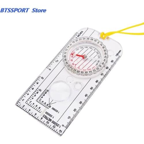 Ruler for Magnifying Compass Army Scout Hiking Camping Boating Map Reading Orienteering for Outdoor Sports Toos 12.5 x 6 cm