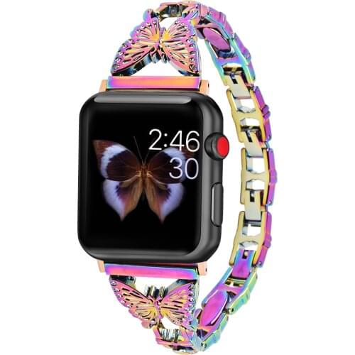 Metal Strap Compatible with Apple watch 44mm 42mm 40mm 38mm Butterfly style replacement bracelet strap for iwatch 6 5 4 3 2 1 SE