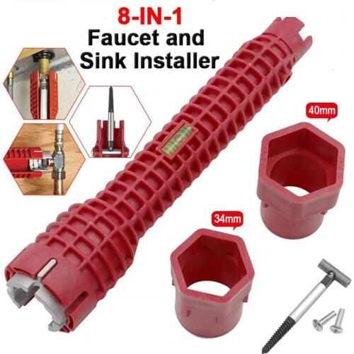 Multifunction Faucet Sink Installer Wrench Plumbing Tool Water Pipe Spanner Anti-Slip Handle Double Head Wrench Tool Extra-long