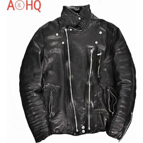 Vintage Genuine Leather Jacket Men Motorcycle Mens Sheepskin Coat Spring Autumn Male Jacket Slim Fit 2021 Hommes Veste