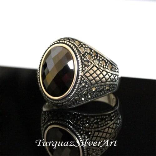 Handmade Mans Black Zircon Gemstone Ring, Mans 925 Silver Ring, Zircon Ring, Silver Handmade Ring