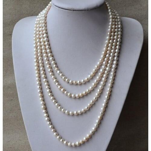 New Favorite Pearl Necklace 90inches Long 7-8mm Genuine Freshwater Pearl Jewelry Fine Wedding Birthday Charming Girl Lady Gift