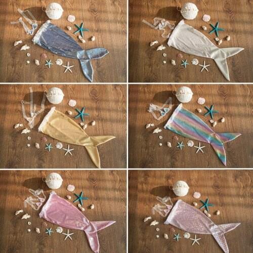 Newborn Photography Outfit Girl Cute Mermaid Skirt Headdress Baby Photo Clothes Studio Marine Theme Bebe Fotografia Accesorios