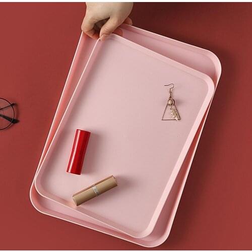 Nordic Simple Rectangular Fruit Dessert Plastic Storage Tray Kitchen Supplies