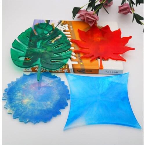 PRZY 4 Shapes Leaves 2 size Coaster Cup Tray Cup Mat Craft For Jewelry Mold Silicone Resin Mold Transparent Epoxy Resin Jewelry