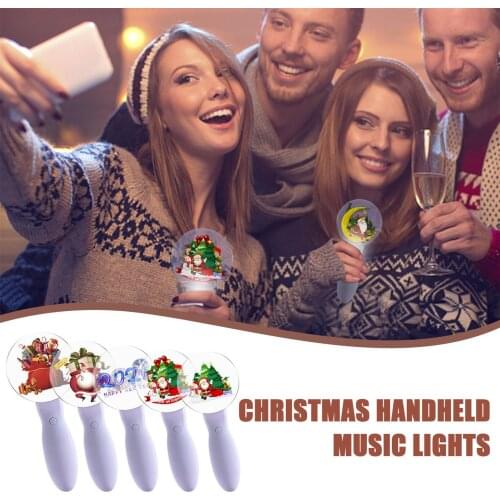 Handheld Christmas Glowing Stick Santa Claus 2021 Play Music Flashlight Stick Party Concert Xmas Halloween Kids Gift Toys