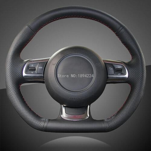 Hand Sewing Black Leather Car Steering Cover for Audi TT 2008-2013 Car-styling
