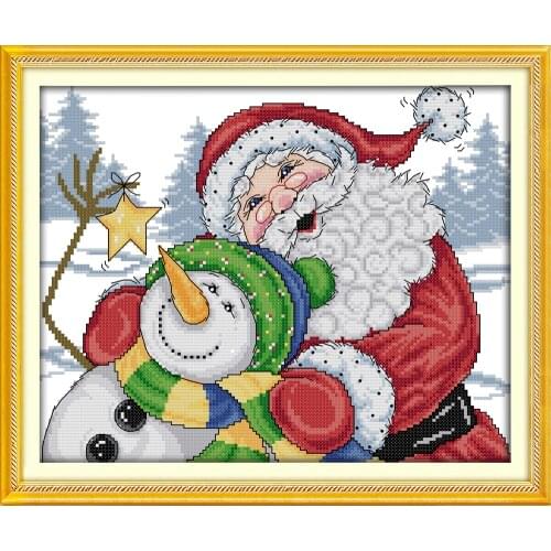 Everlasting Love Merry Christmas Ecological Cotton Cross Stitch 11CT 14CT Stamped Product DIY Gift New Year Decorations For Home