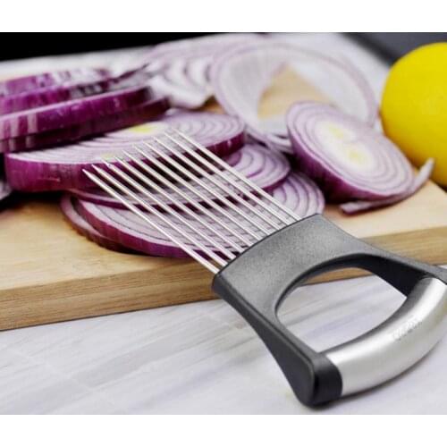 Creative Multifunction Onion Fork Cutter Slicer Vegetable Cutting Loose Meat Tomato Aid Guide Holder Slicing Kitchen Gadget