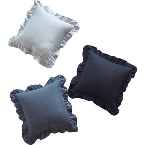 Candy Color Square Pillow Case Ruffle Decorative Seat Pillowcases Soft Throw Pillow Cover 45*45cm