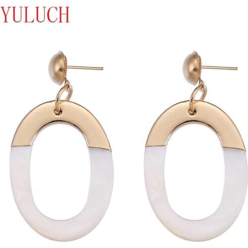 YULUCH Romantic Beach Style Fashion Womens Jewelry Accessories Zinc Alloy Inlaid Shell Hollow Out Round Ear Studs Popular Gift