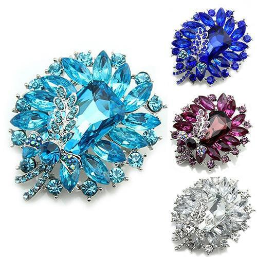 Womens Banquet Party Broach Blue Clear Rhinestone Crystal Butterfly Pin Brooch Stylish sweet gift for girlfriend